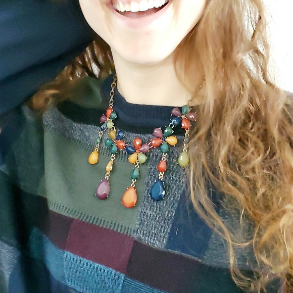 Colorful Tiered Teardrop Tassel Statement Necklace - Picture 3 of 6